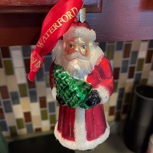 Vintage Waterford hand blown glass Santa ornament
